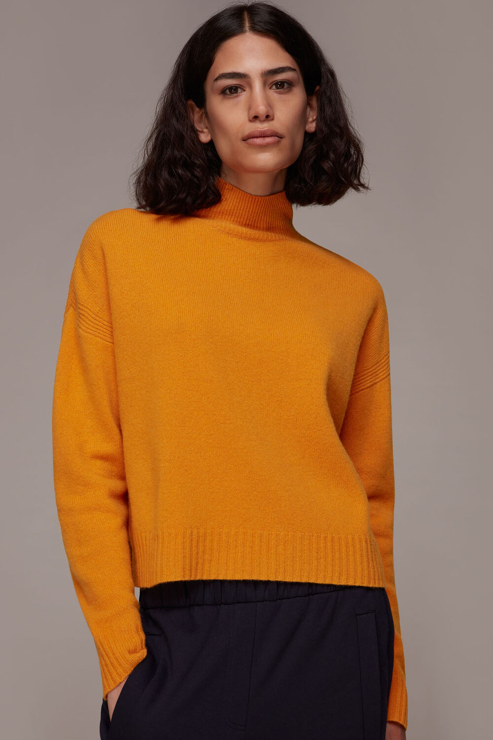 Wool Split Funnel Neck Jumper