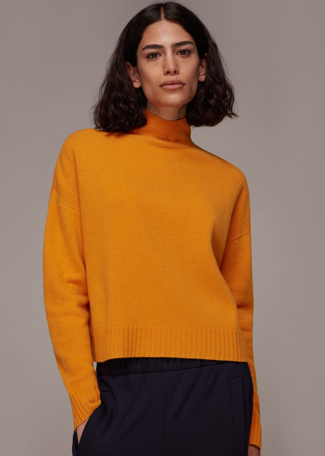 Wool Split Funnel Neck Jumper