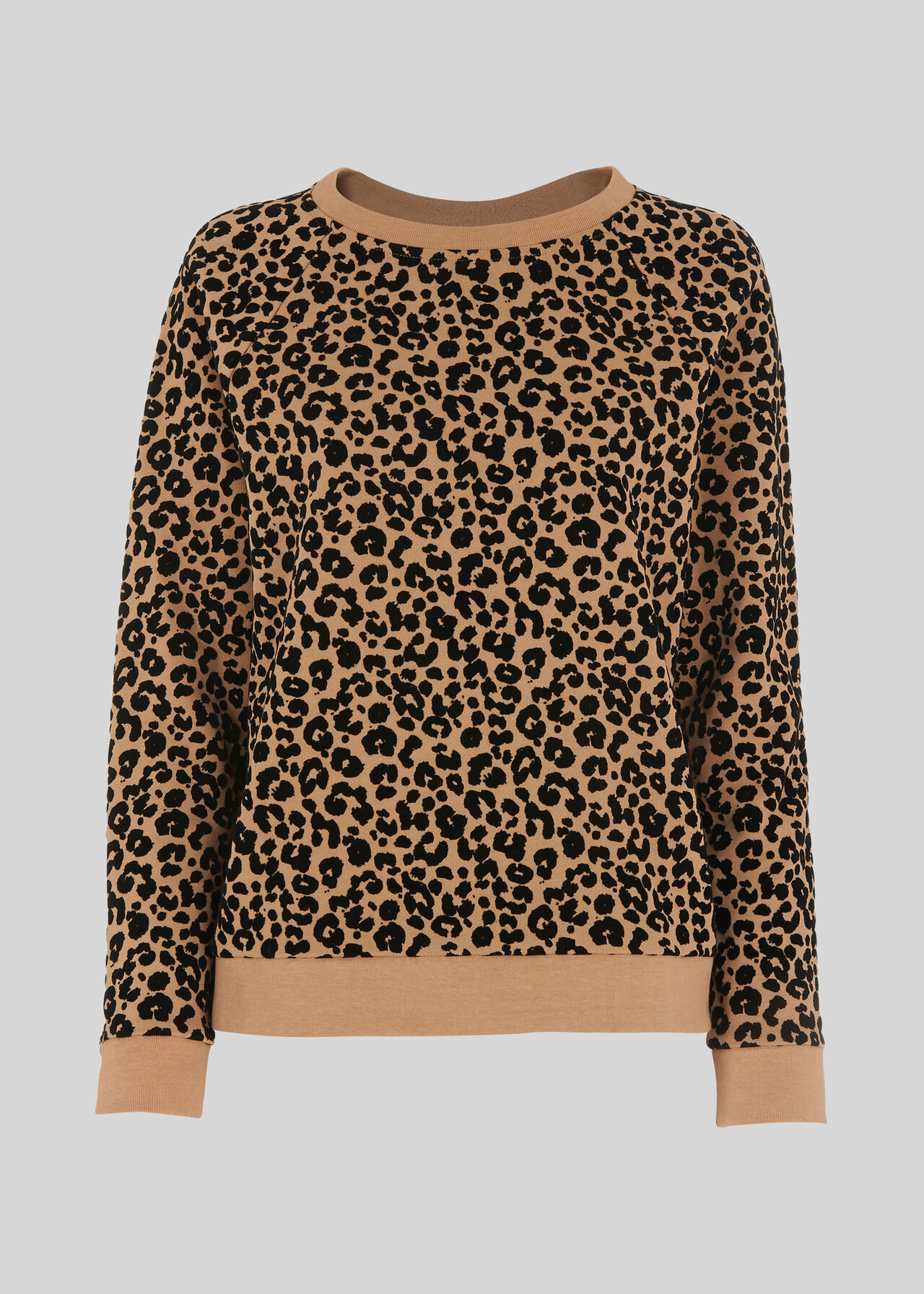 Flocked Leopard Sweatshirt Camel