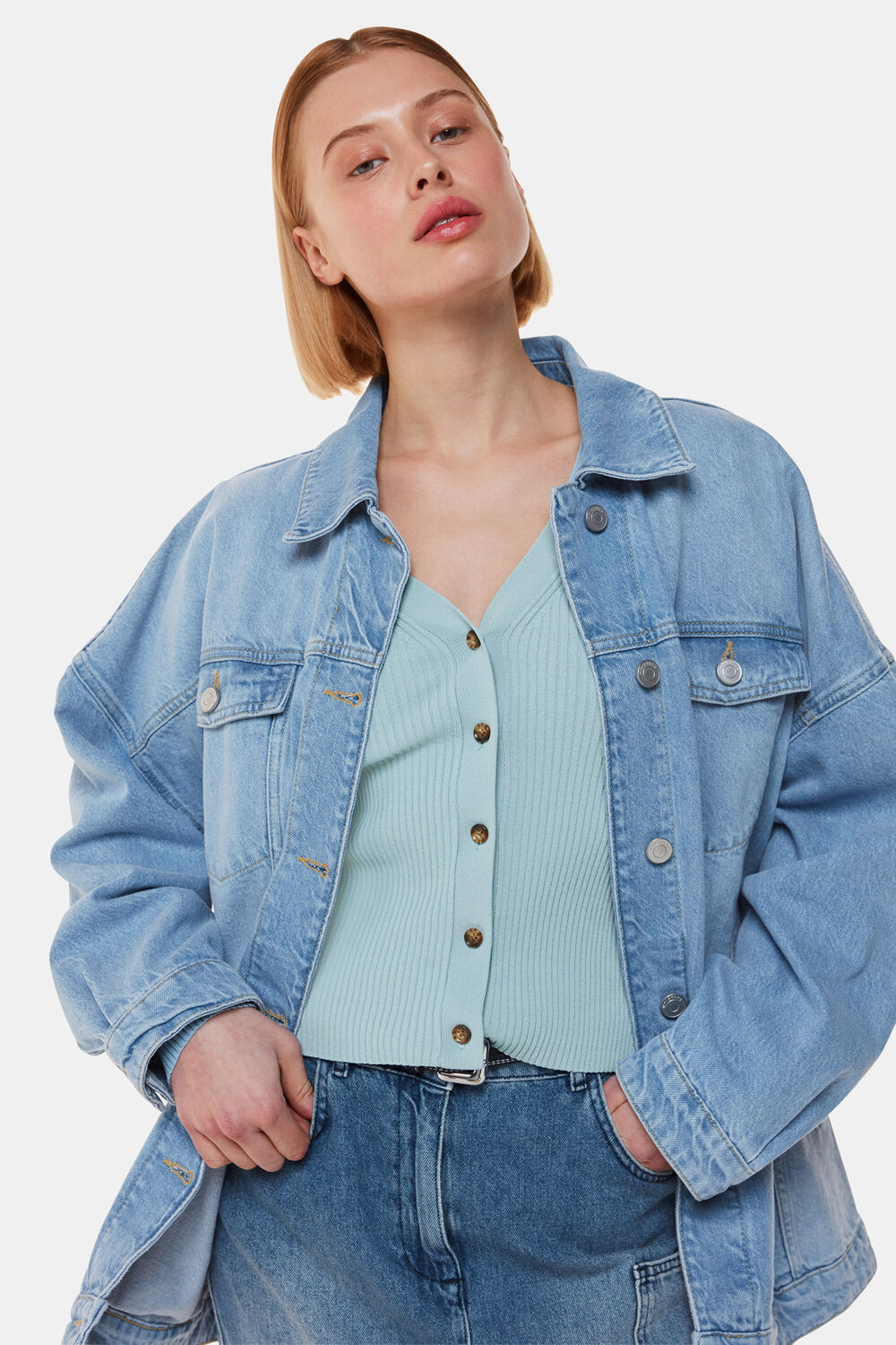Ribbed V neck Cardigan