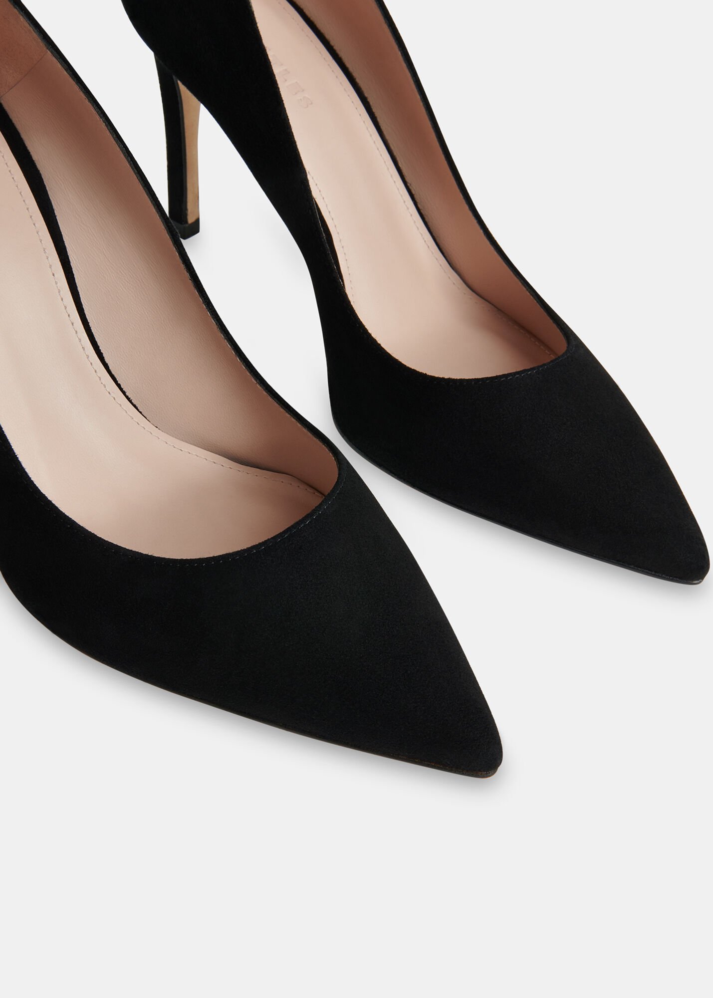 Black Suede Heeled Pumps With Pointed Toe Whistles
