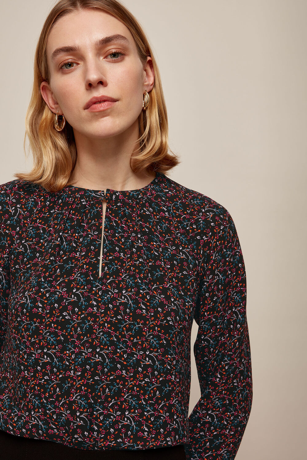 Starflower Print Top Black/Multi