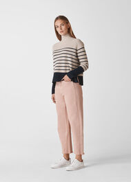 Stripe Funnel Neck Wool Knit