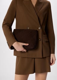 Avah Woven Suede Zip Clutch