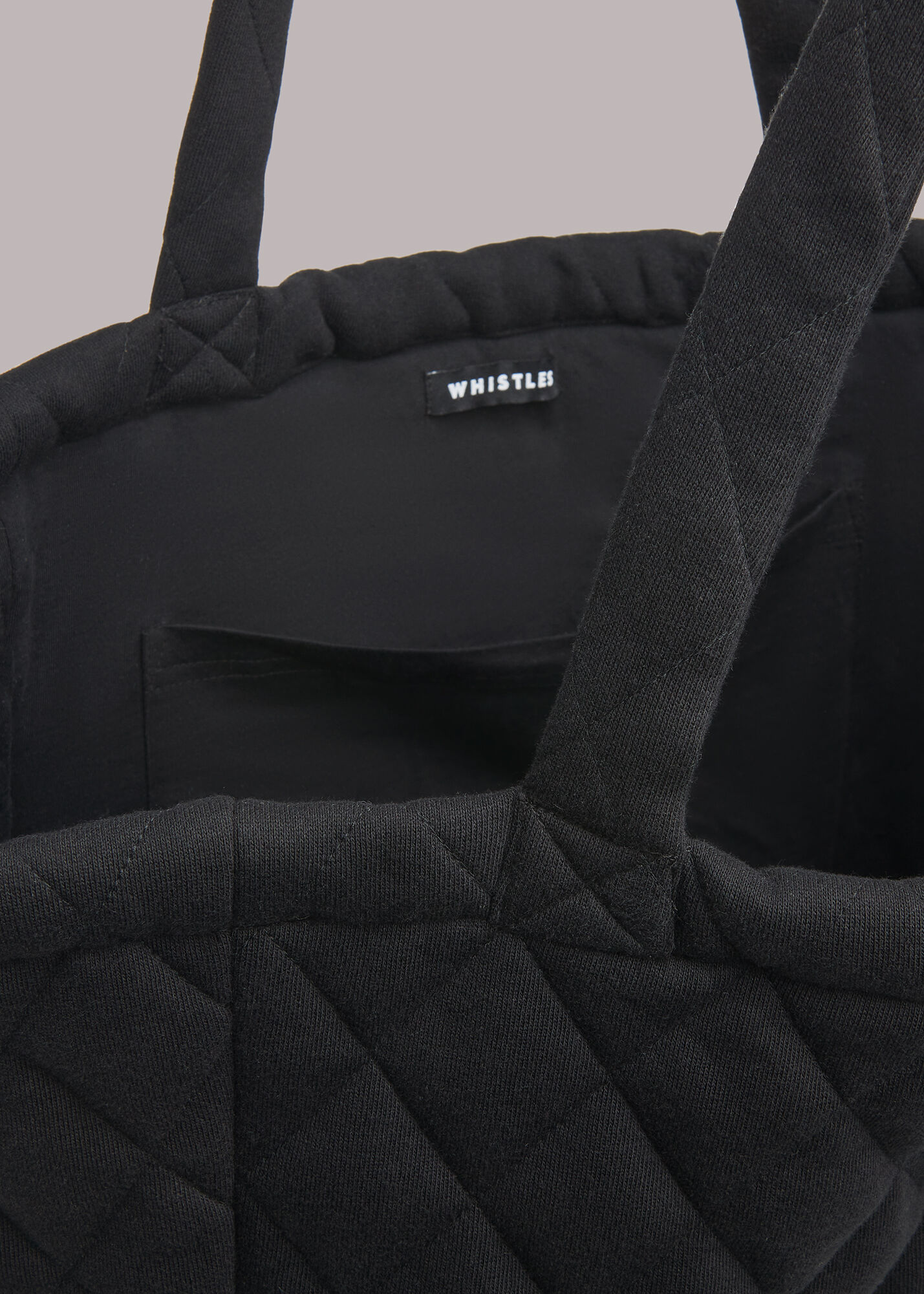 Black Lyle Quilted Tote Bag WHISTLES Whistles ROW