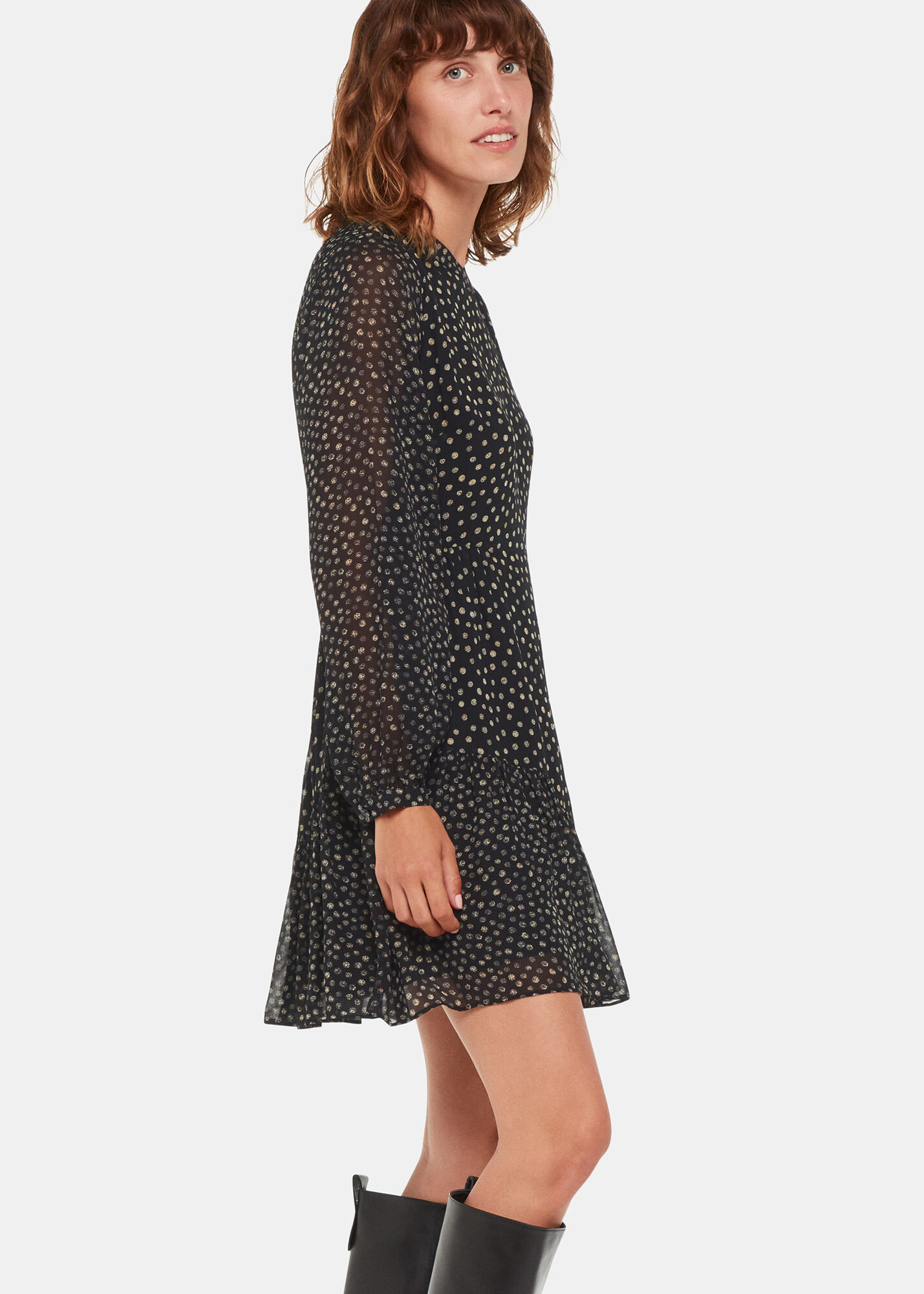 Black Multi Speckled Polka Dot Dress WHISTLES