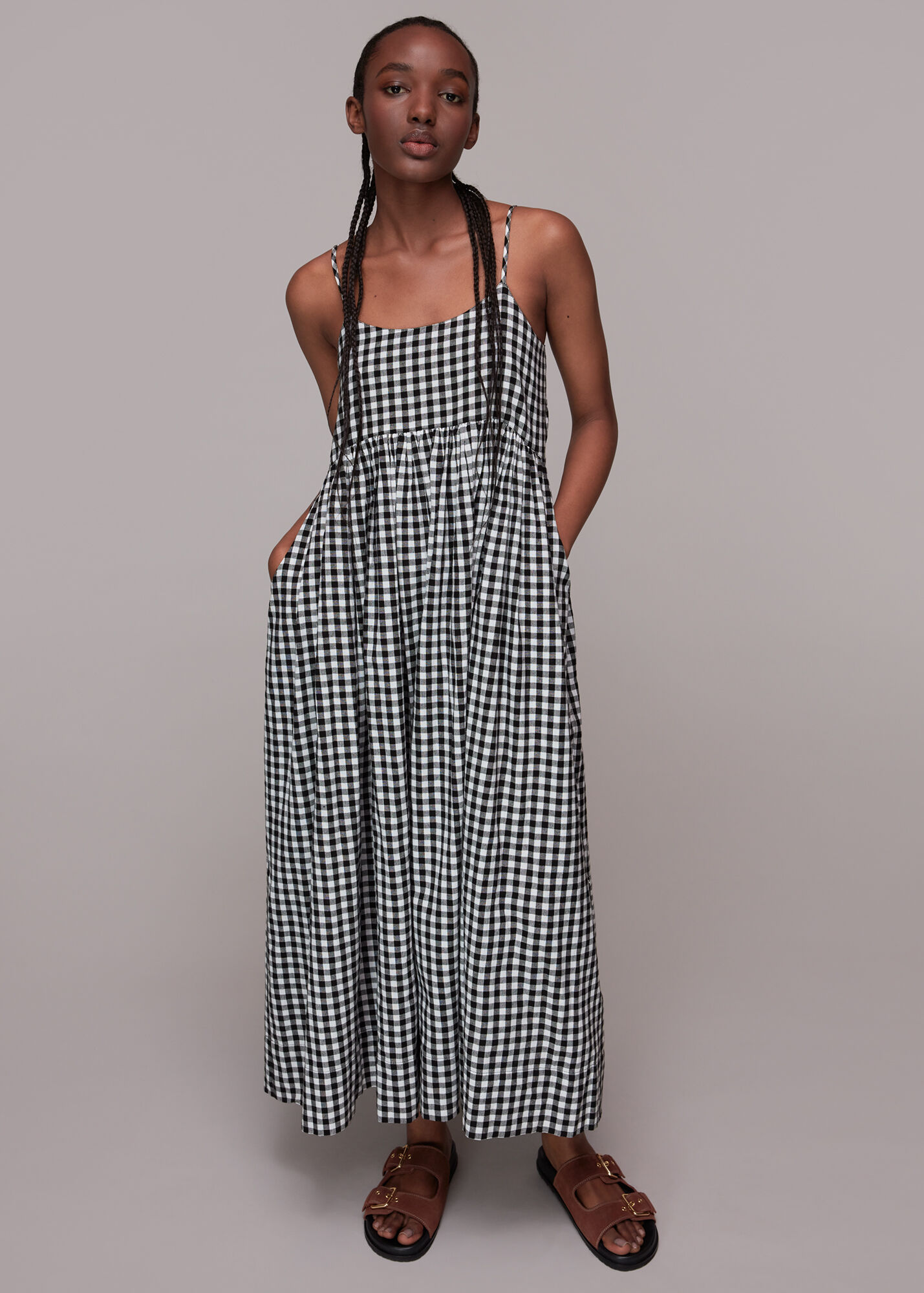 Black/Multi Carmen Gingham Trapeze Dress WHISTLES