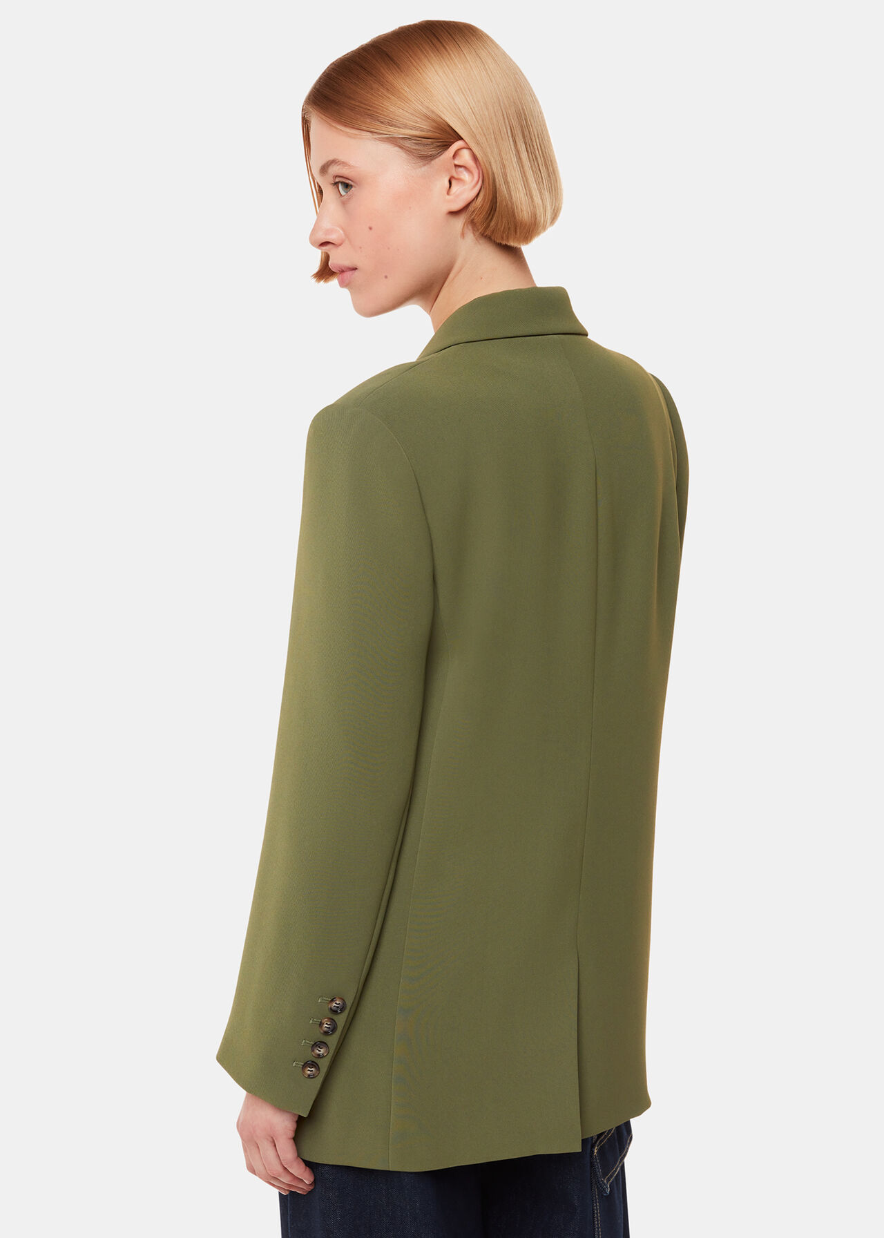 Khaki Green Boyfriend Blazer in a Relaxed Fit Whistles Whistles UK