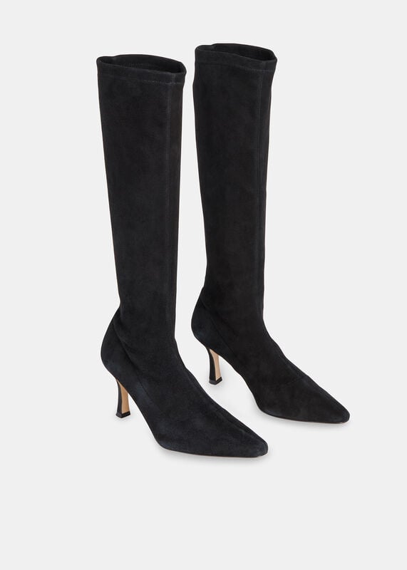 Black Hera Stretch Suede Boot