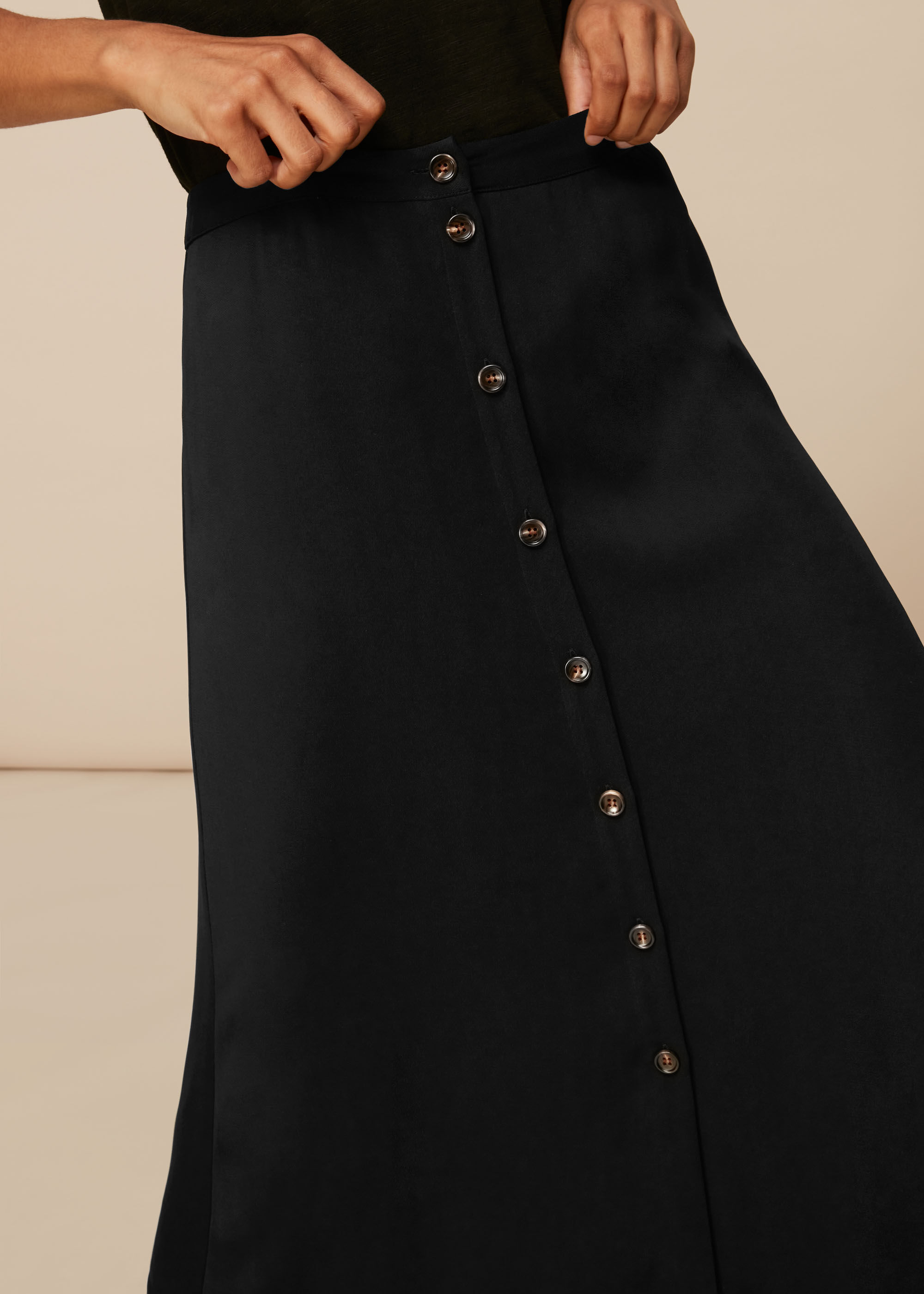 Black button down skirt deals