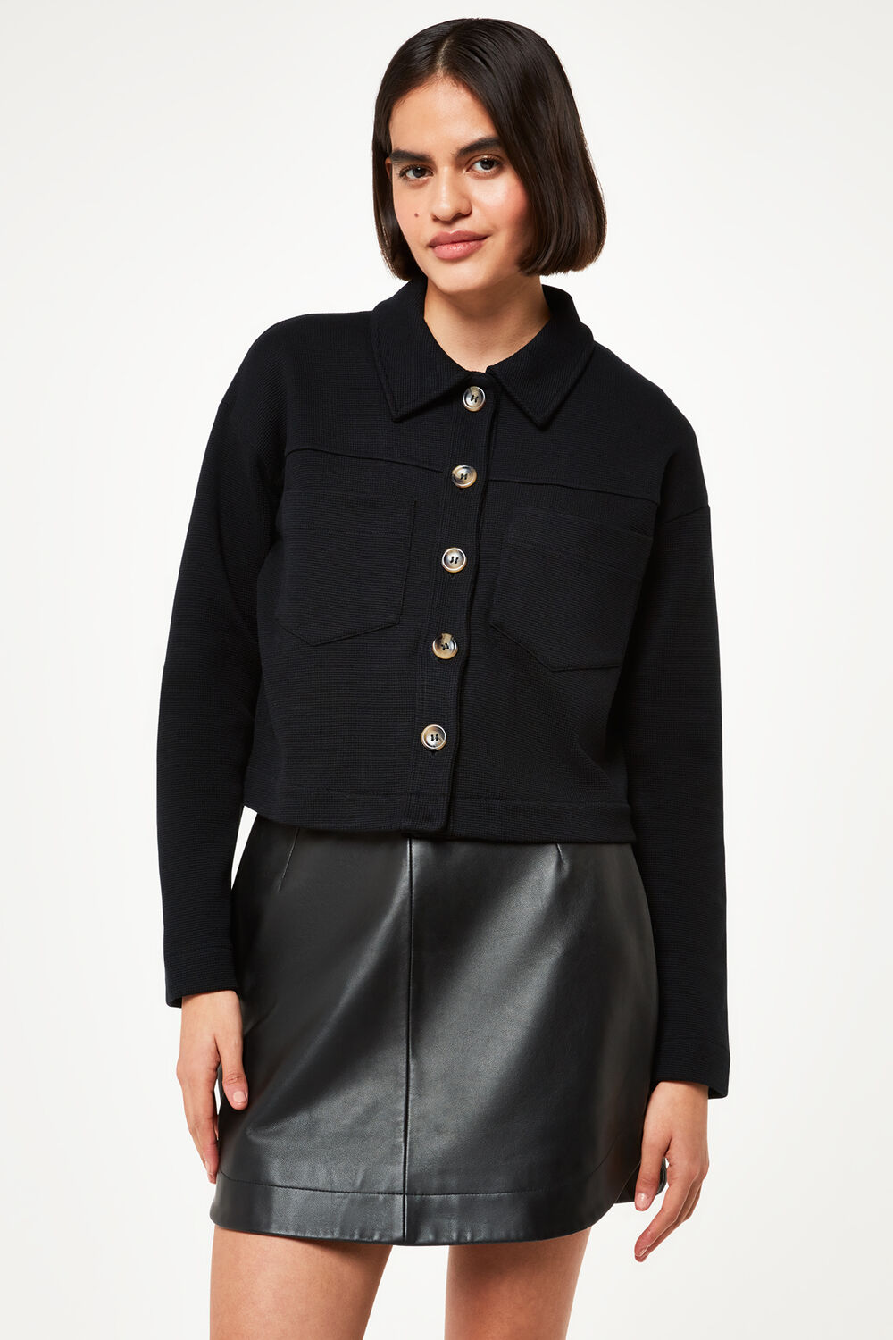 Black Utility Jersey Jacket