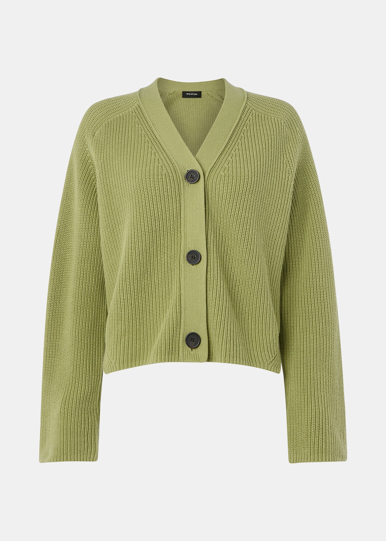 Whistles Green Nala Cotton Cardigan