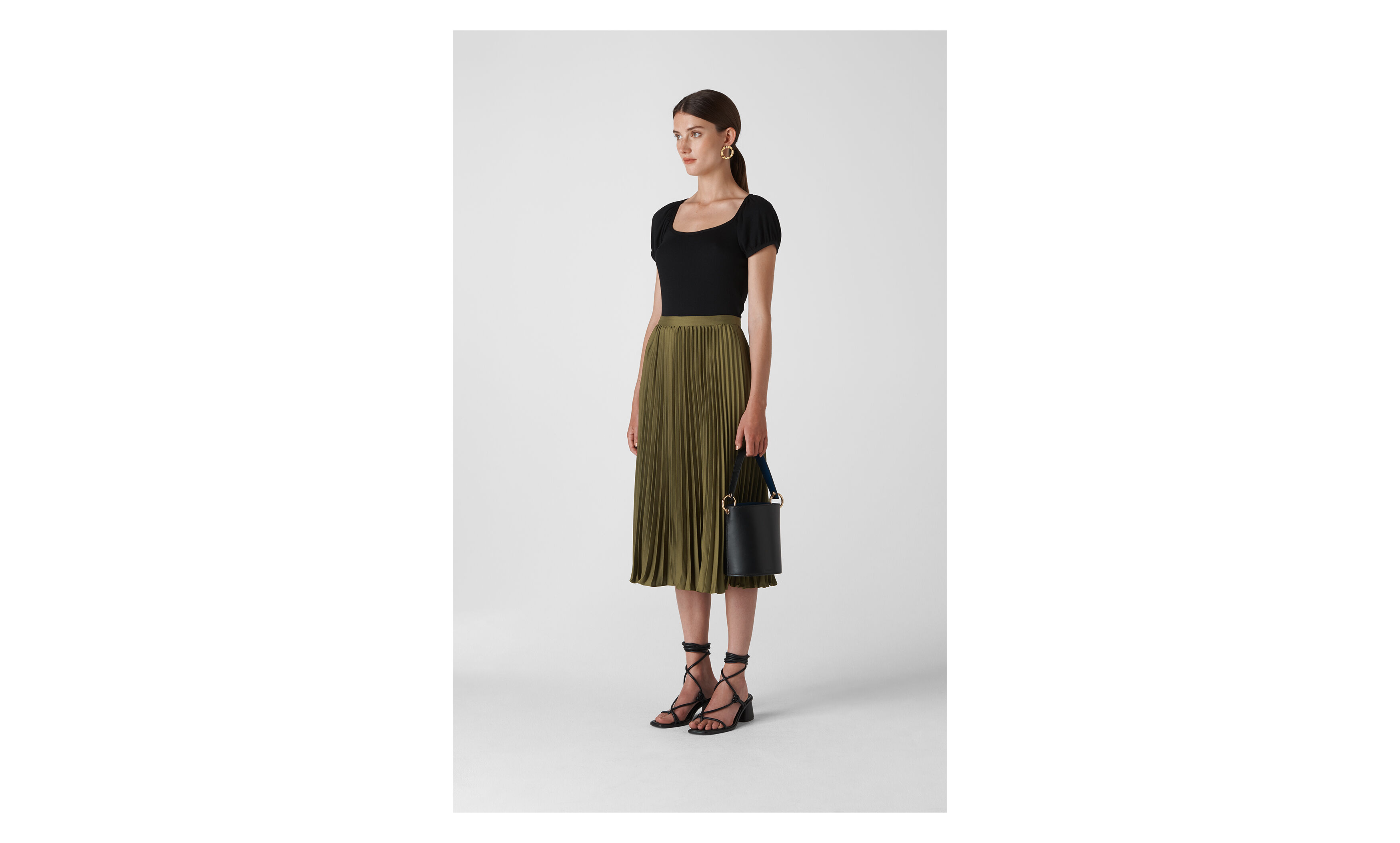 Whistles gold pleated skirt on sale