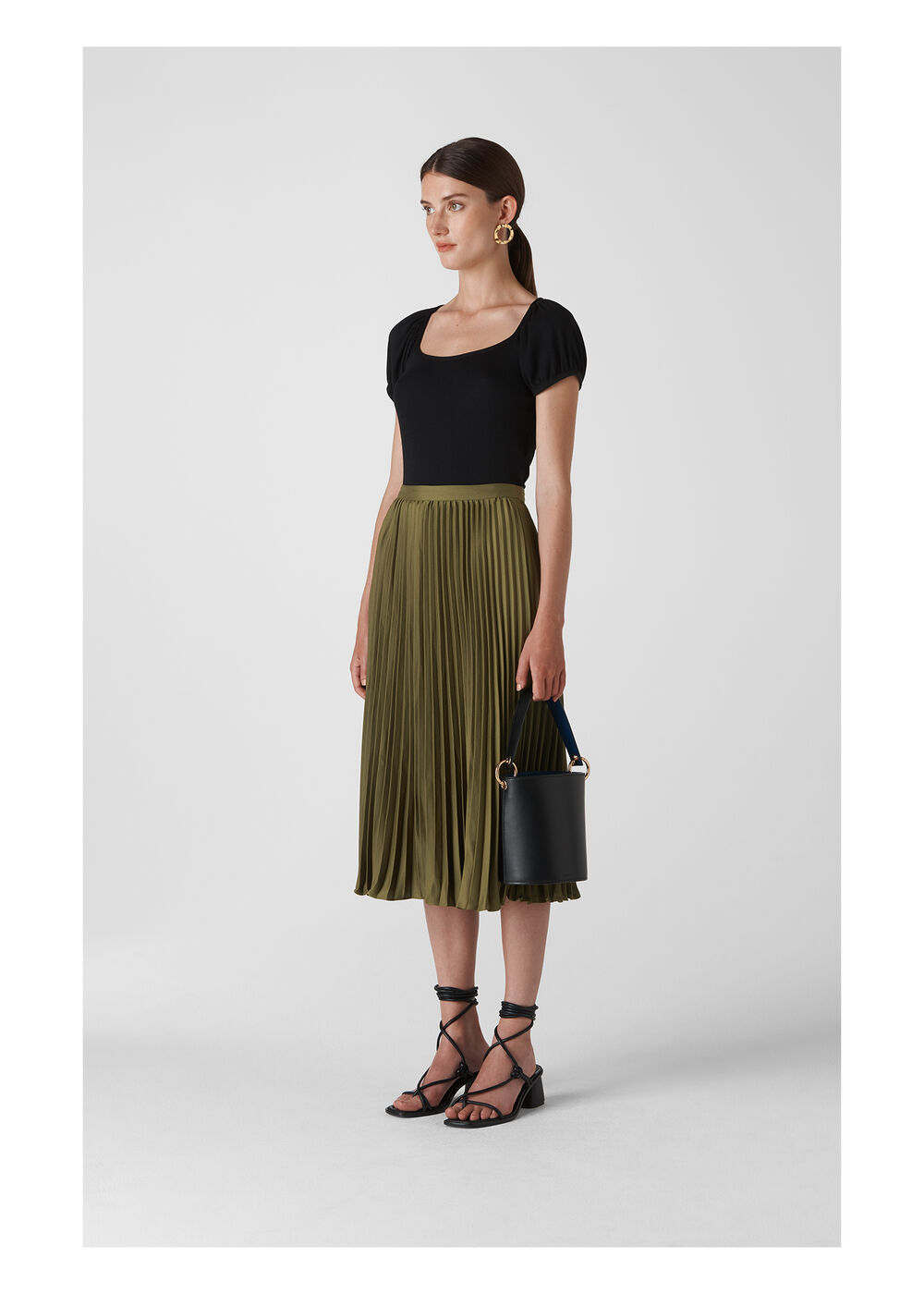 Kitty Pleated Satin Skirt