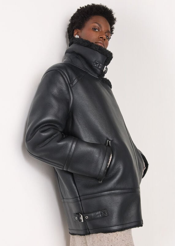 Black Faux Fur Aviator