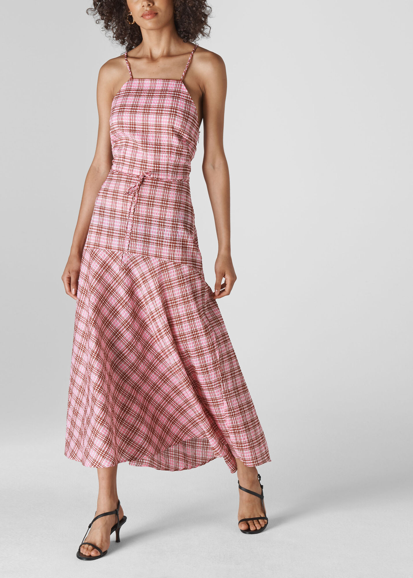 Pink/Multi Julietta Check Strappy Dress WHISTLES