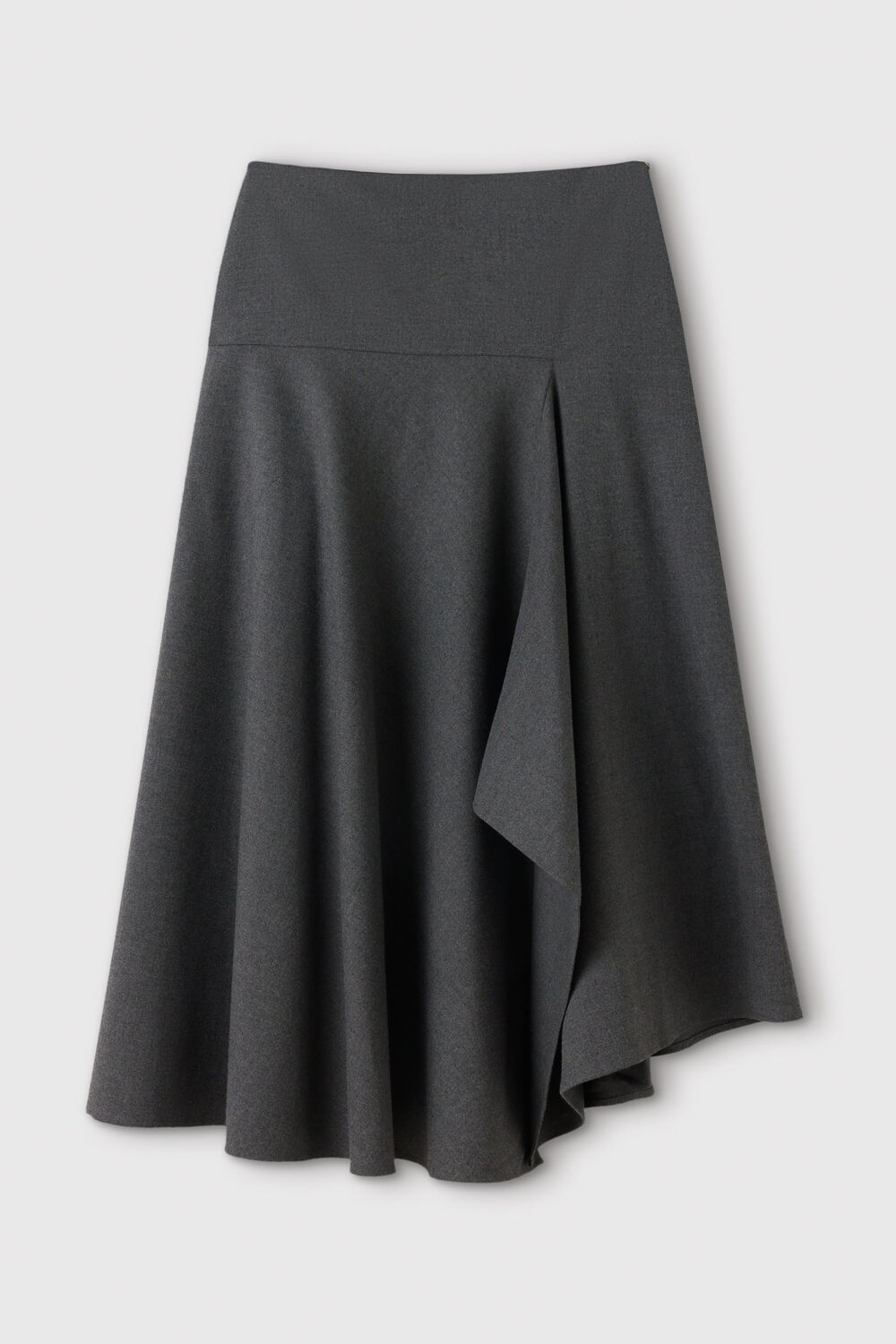 Draped Asymmetric Midi Skirt