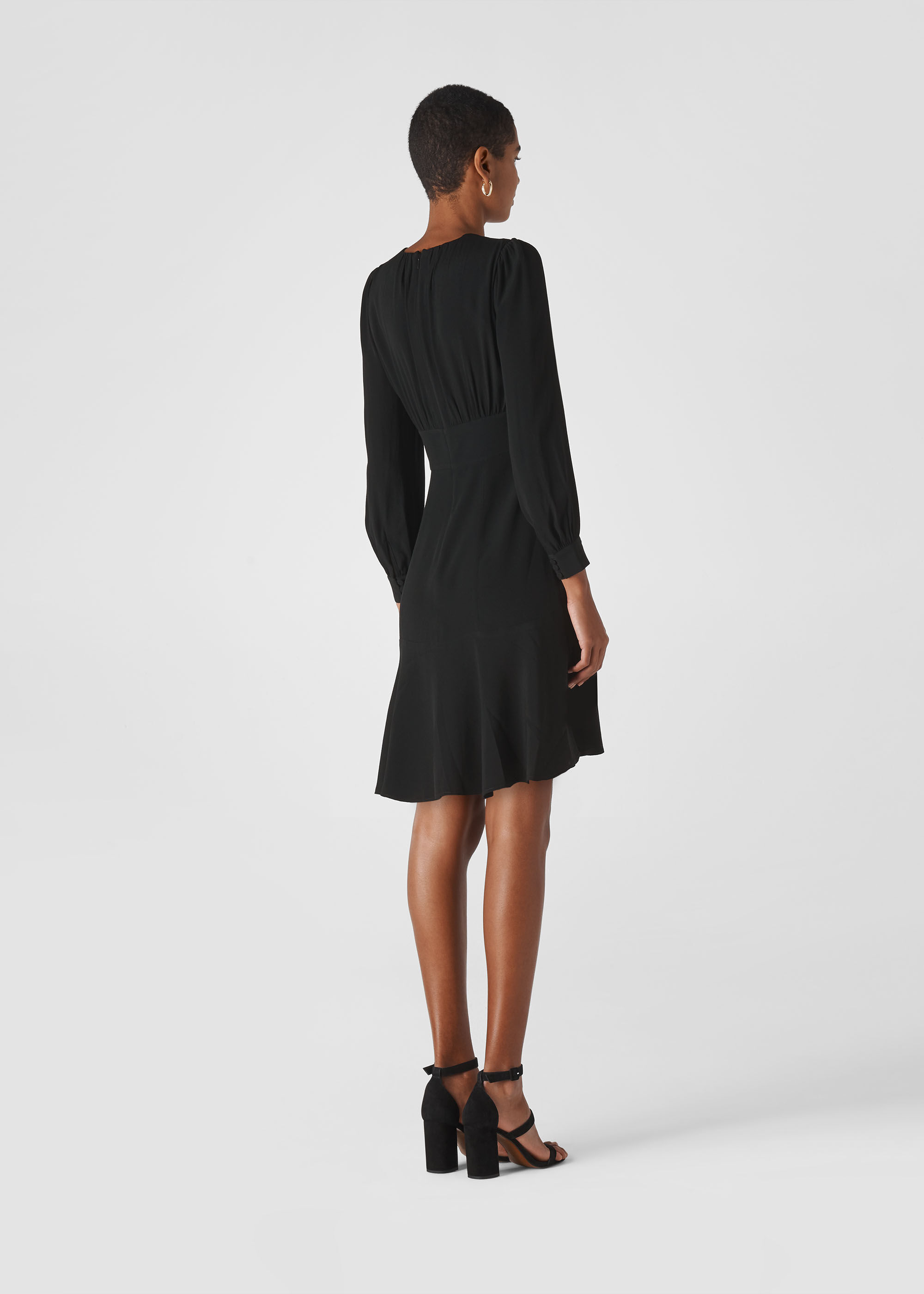 Button through black dress top