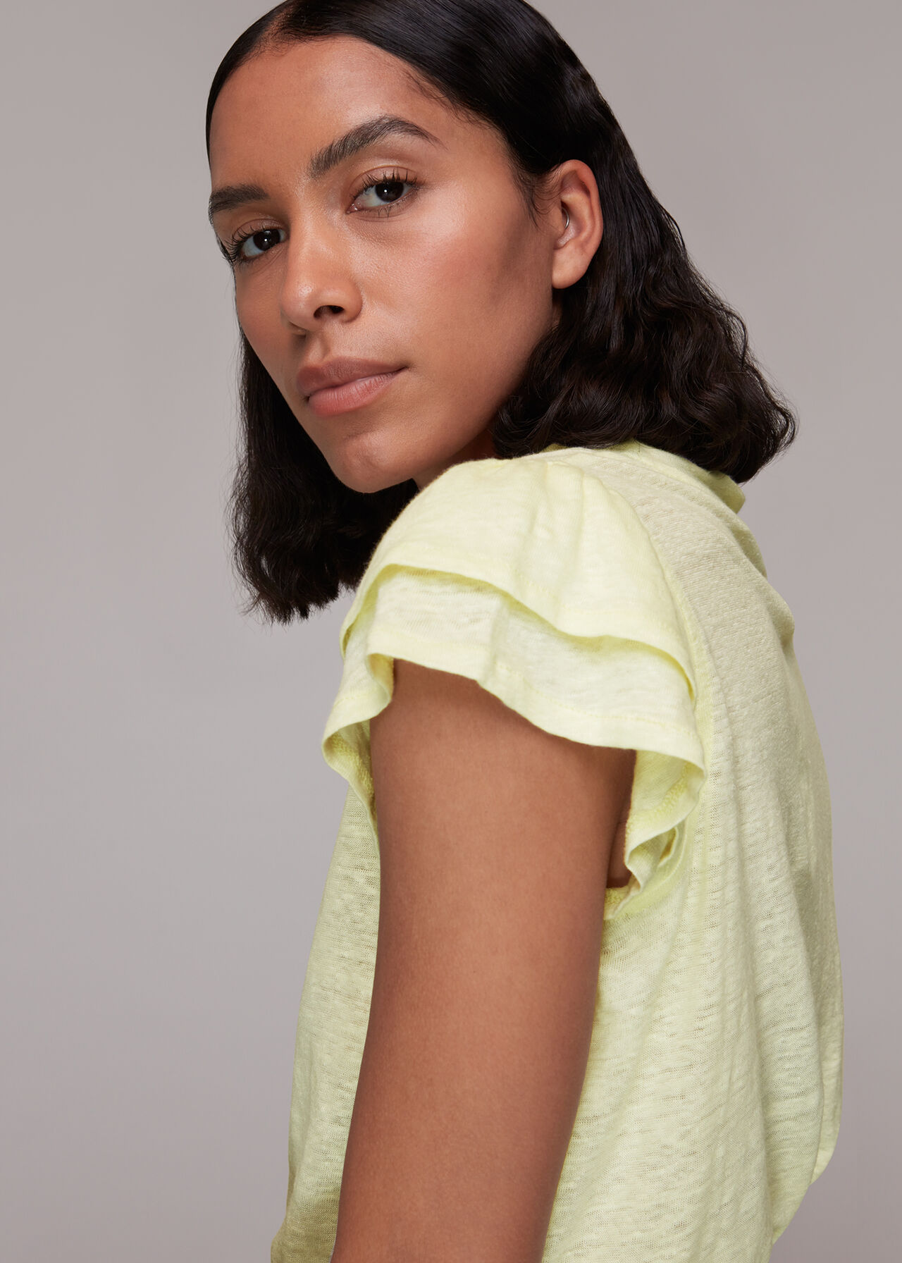 Laura Linen Frill Sleeve Top