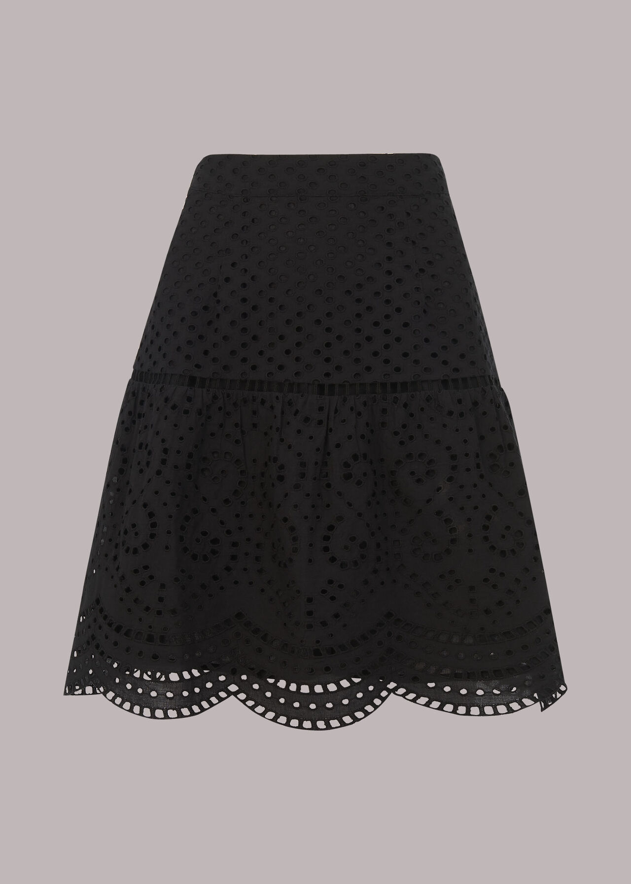 Broderie Flippy Skirt Black