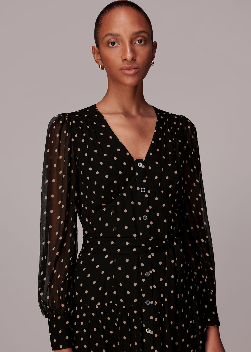 Spot Textured Midi Dress