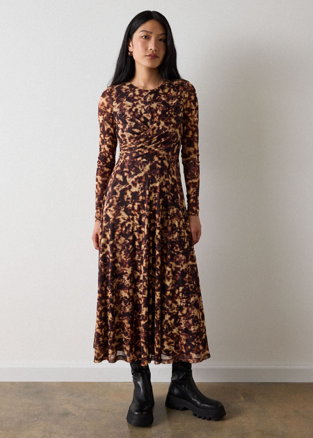 Petite Abstract Animal Mesh Dress