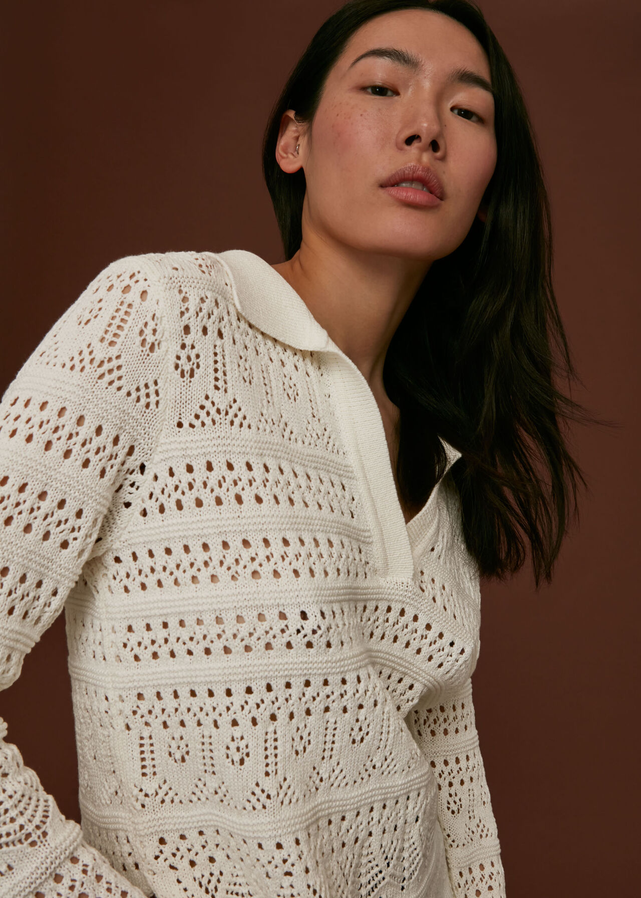 Crochet Collar Detail Top