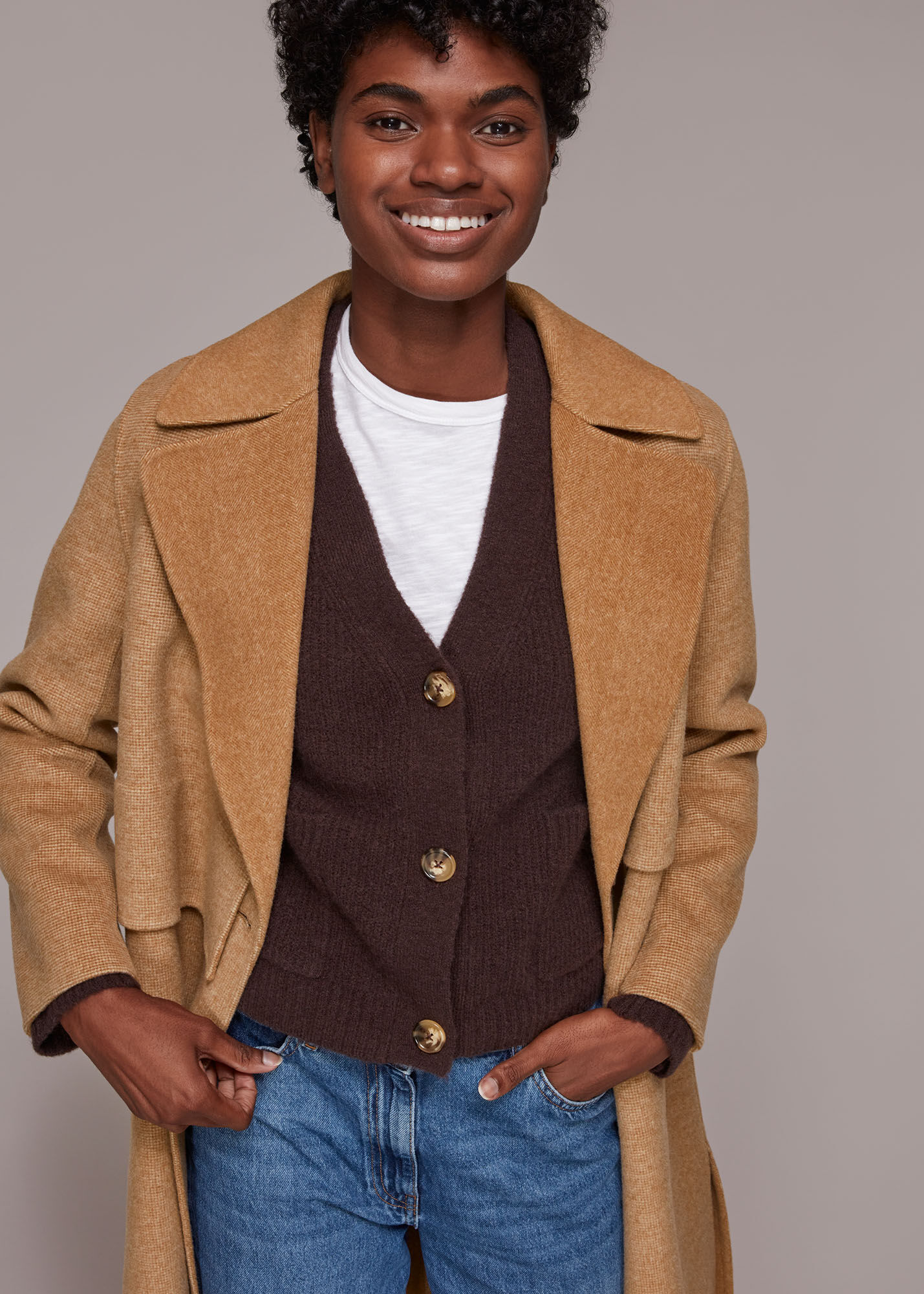 Camel Yasmin Double Faced Wool Coat WHISTLES