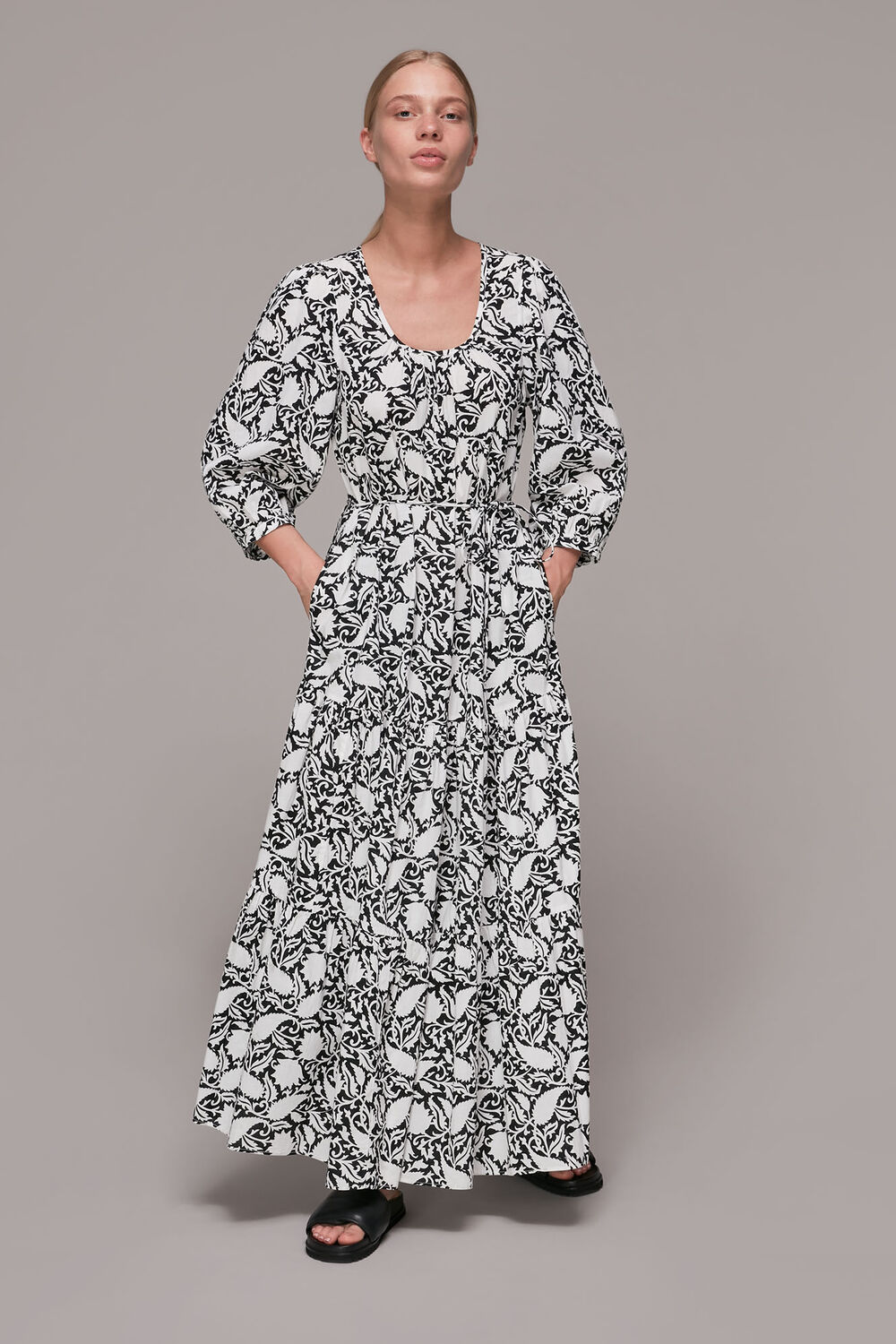 Black Floral Print Trapeze Dress
