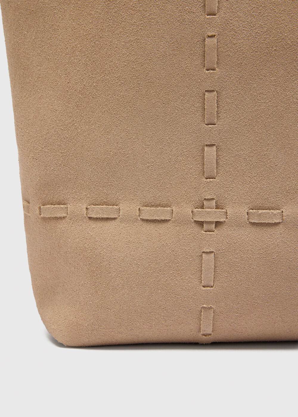 Suede Whipstitch Tote Bag