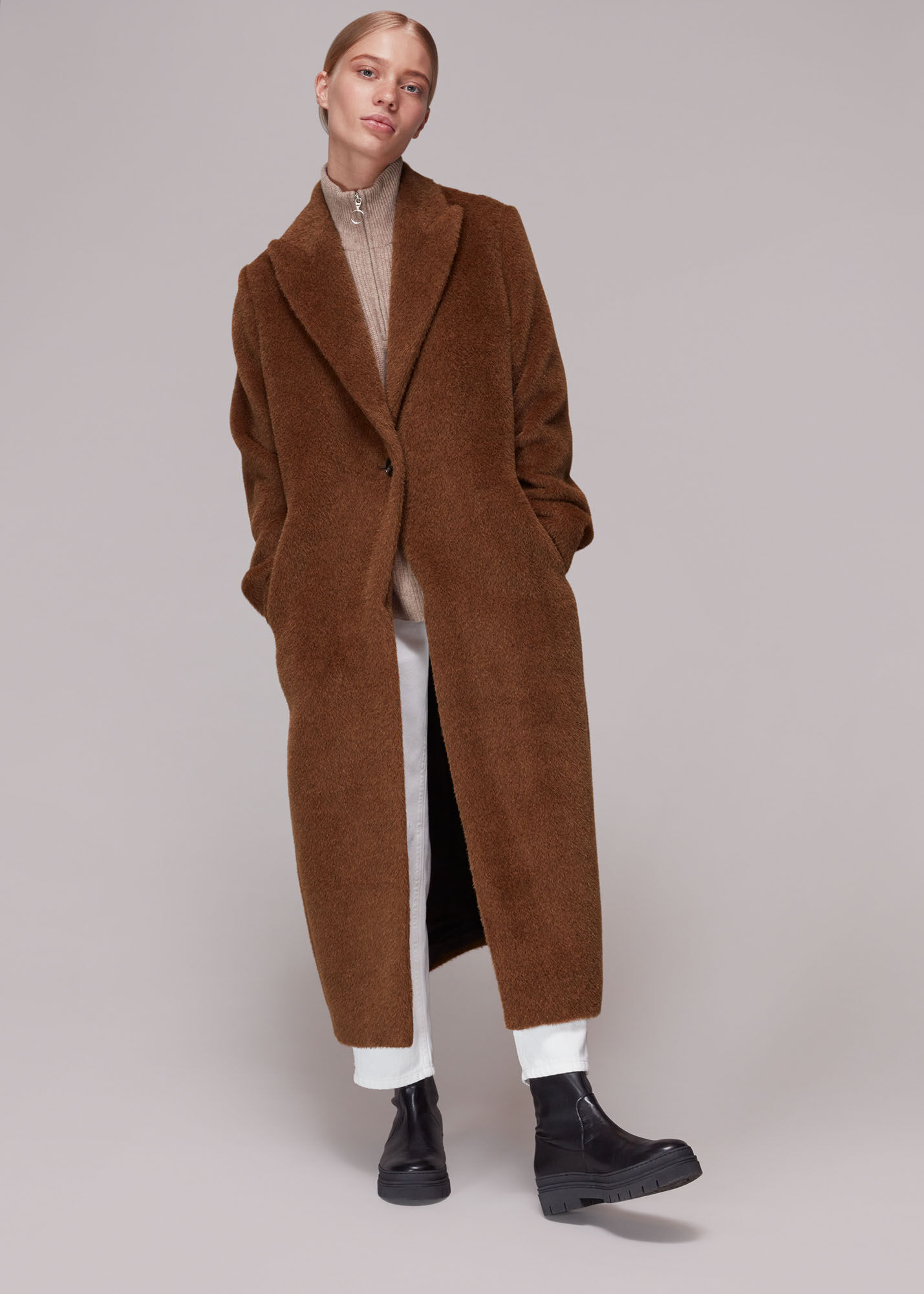 Chocolate Emma Alpaca Mix Luxe Coat | WHISTLES