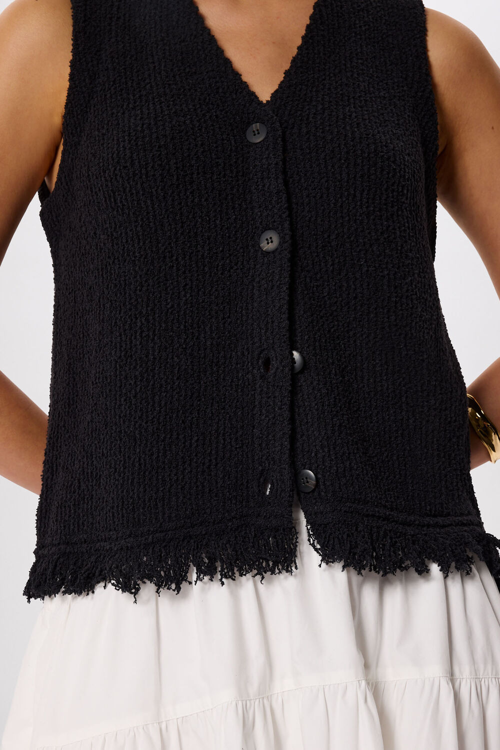 Cotton Boucle Fringe Tank