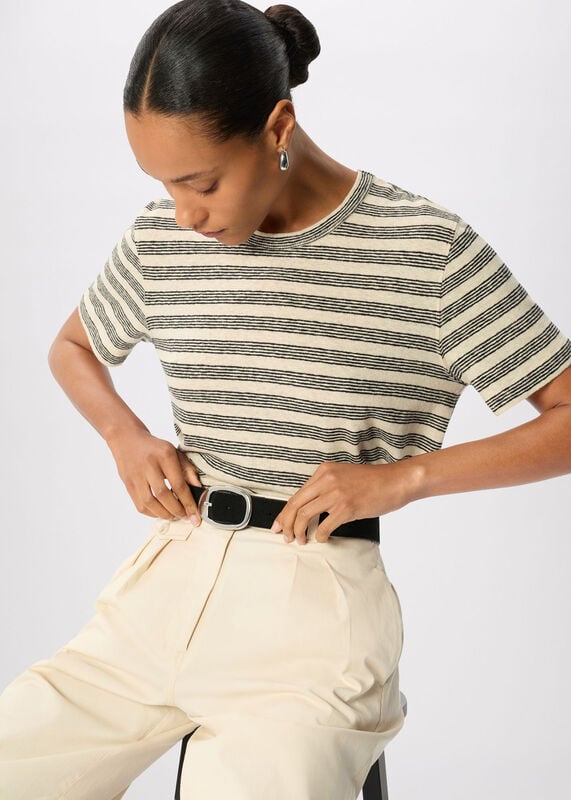 Yellow Stripe Linen T-Shirt