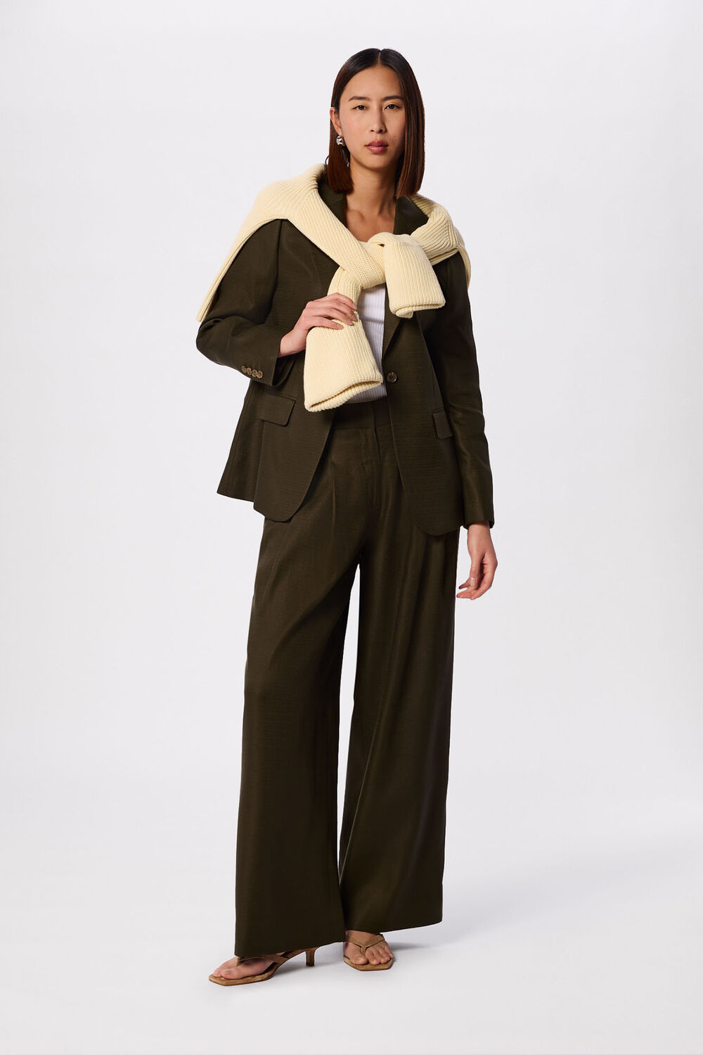 Khaki Relaxed Hopsack Blazer