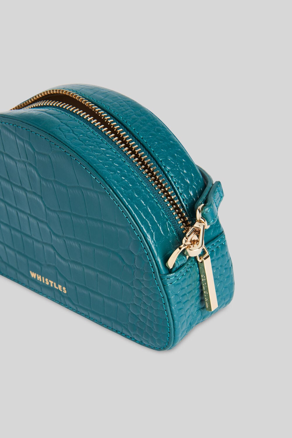Jasmin Croc Half Moon Bag Teal