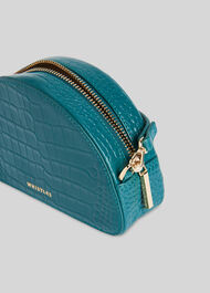 Jasmin Croc Half Moon Bag Teal