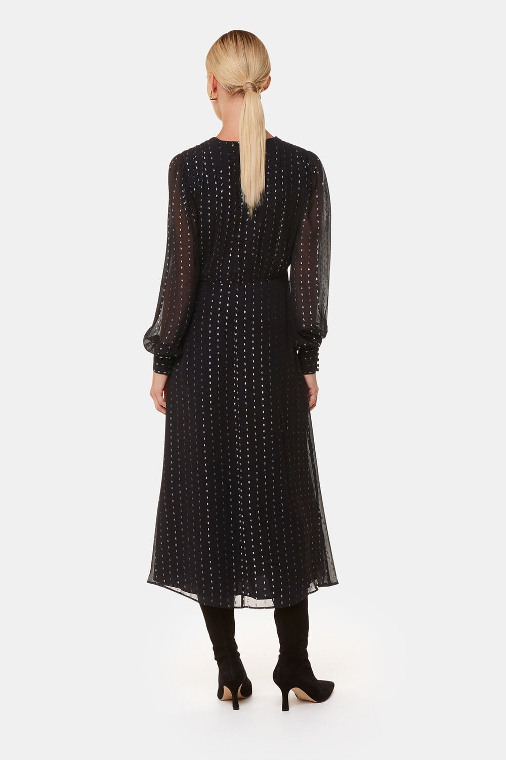 Metallic Stripe Midi Dress