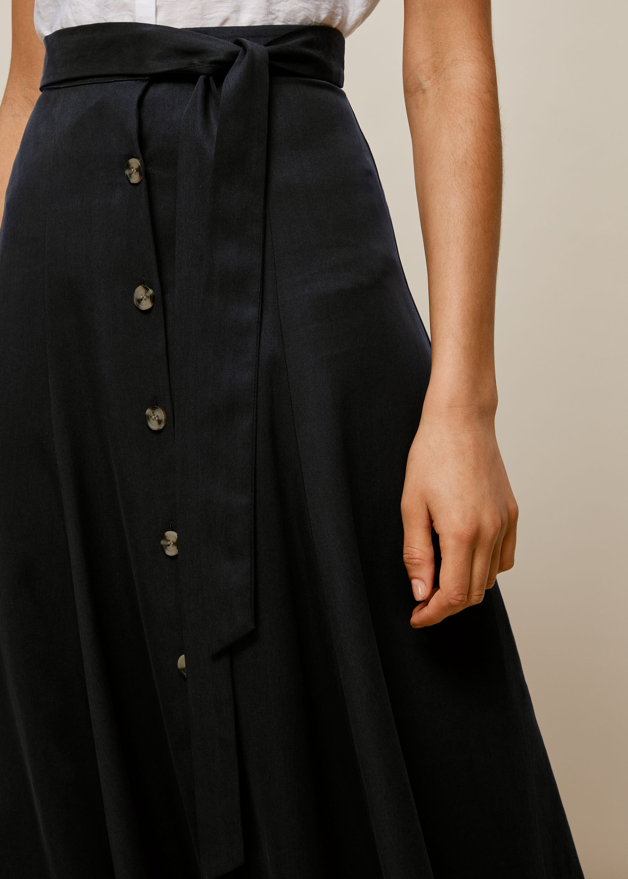 Button through skirt black store