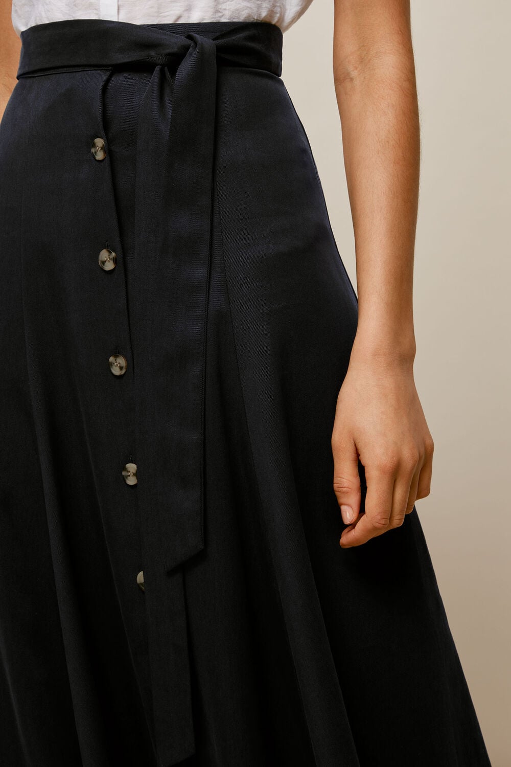 Marissa Button Through Skirt Black