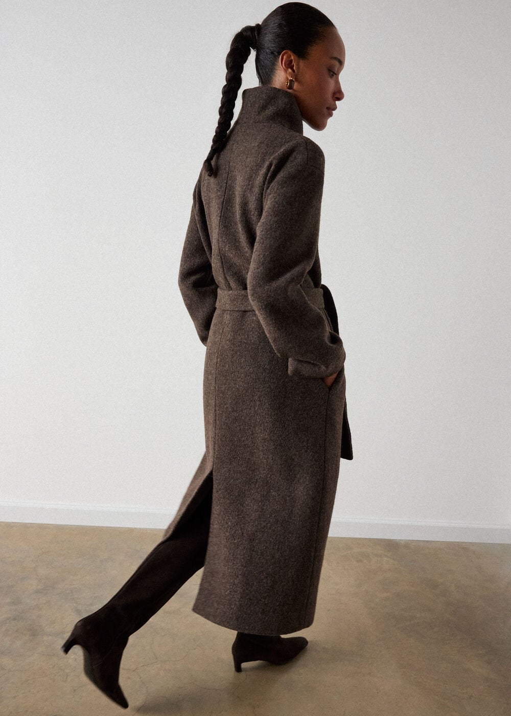 Morgana Wool Funnel Wrap Coat