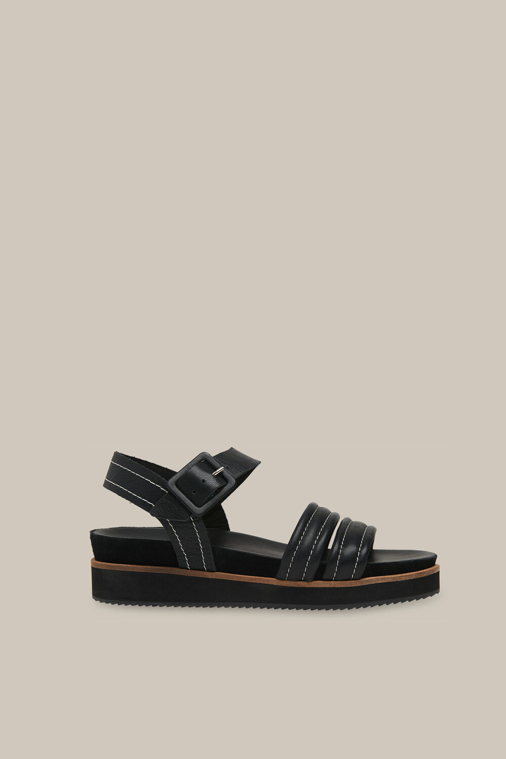 Koby Contrast Stitch Sandal Black