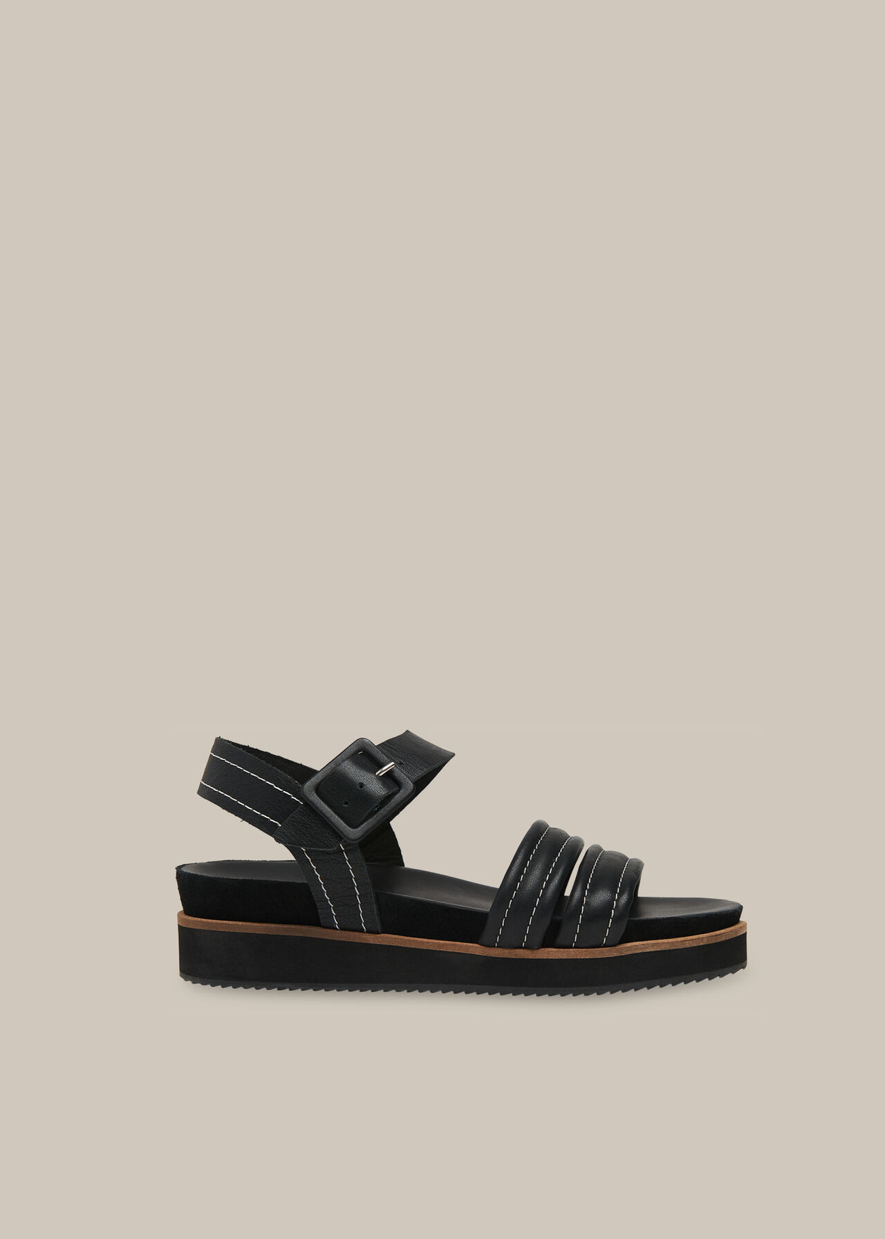 Koby Contrast Stitch Sandal Black