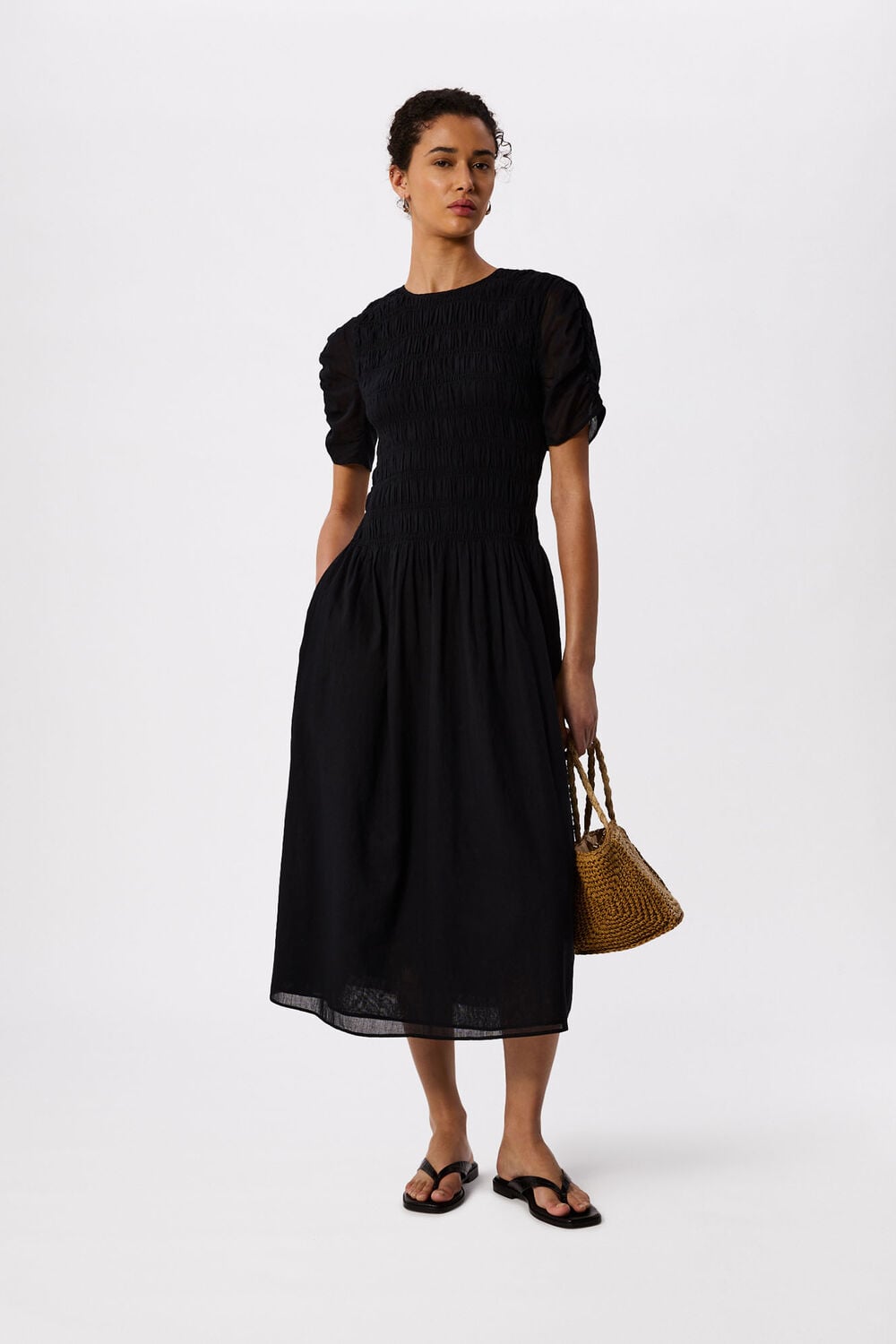 Black Petite Avery Smocked Dress