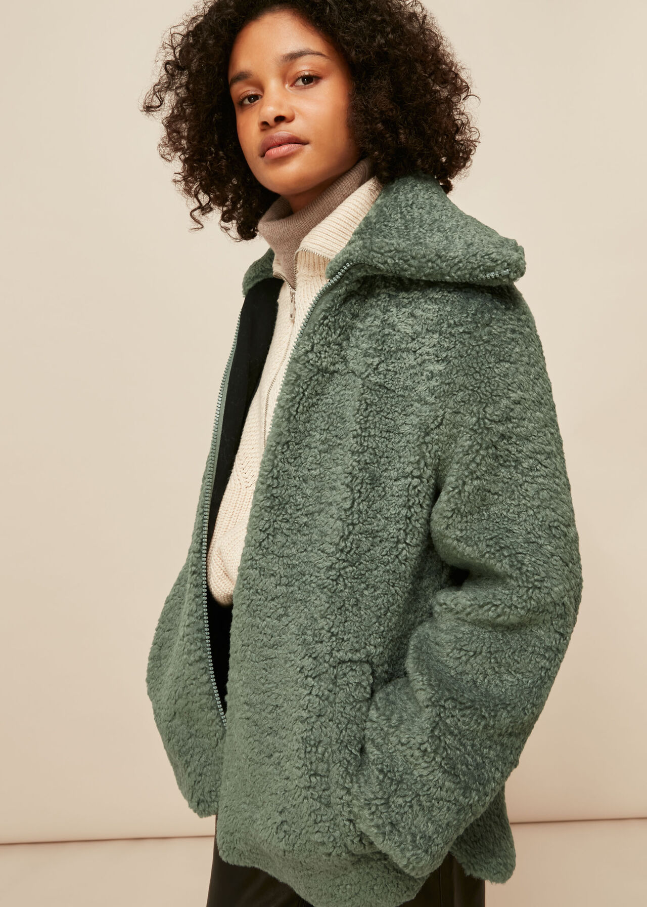 Mint Zip Front Sporty Jacket WHISTLES