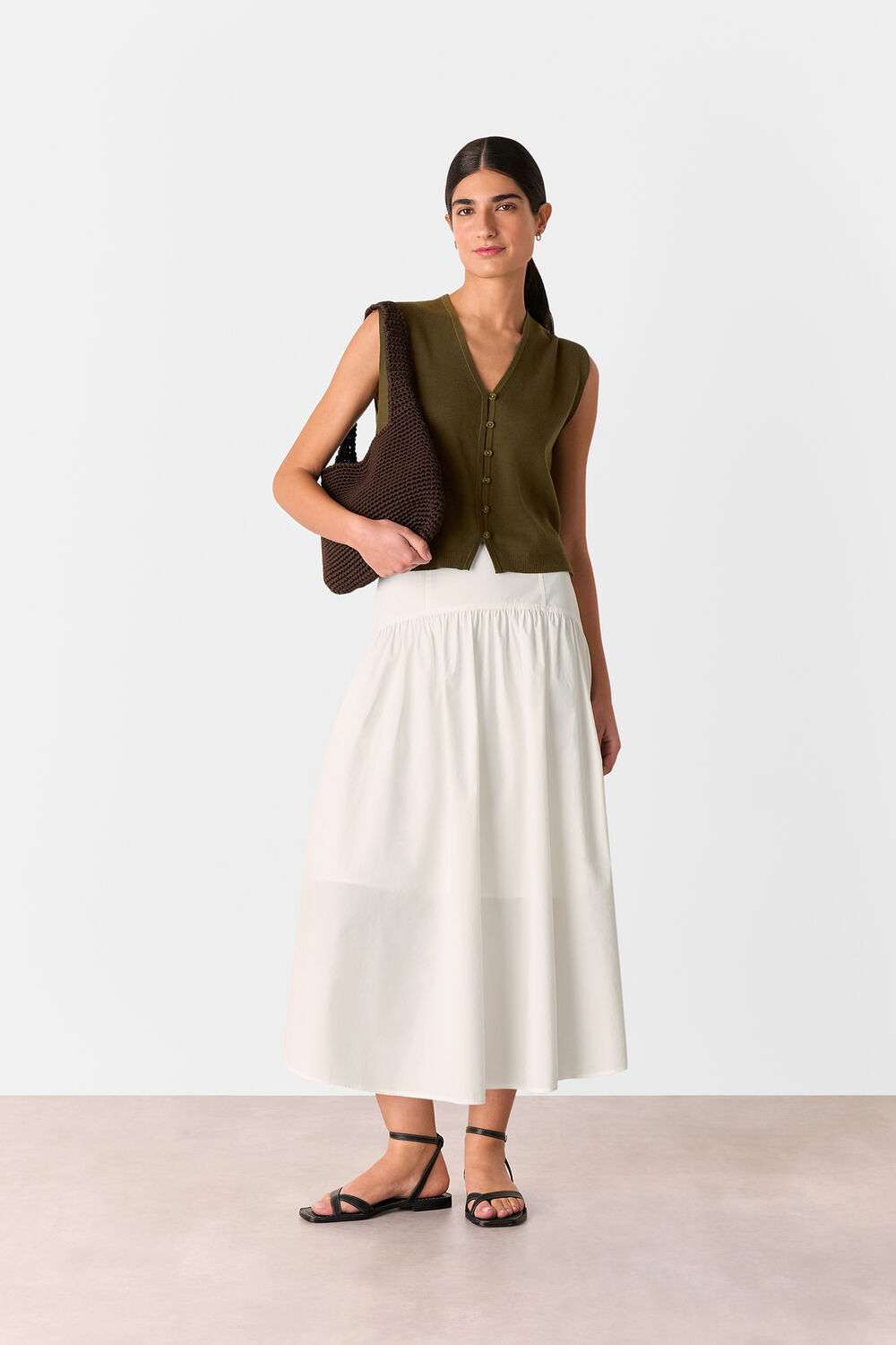 Khaki Bailey Button Through Tank