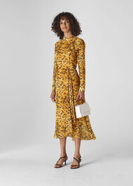 Ines Ikat Animal Dress Yellow/Multi