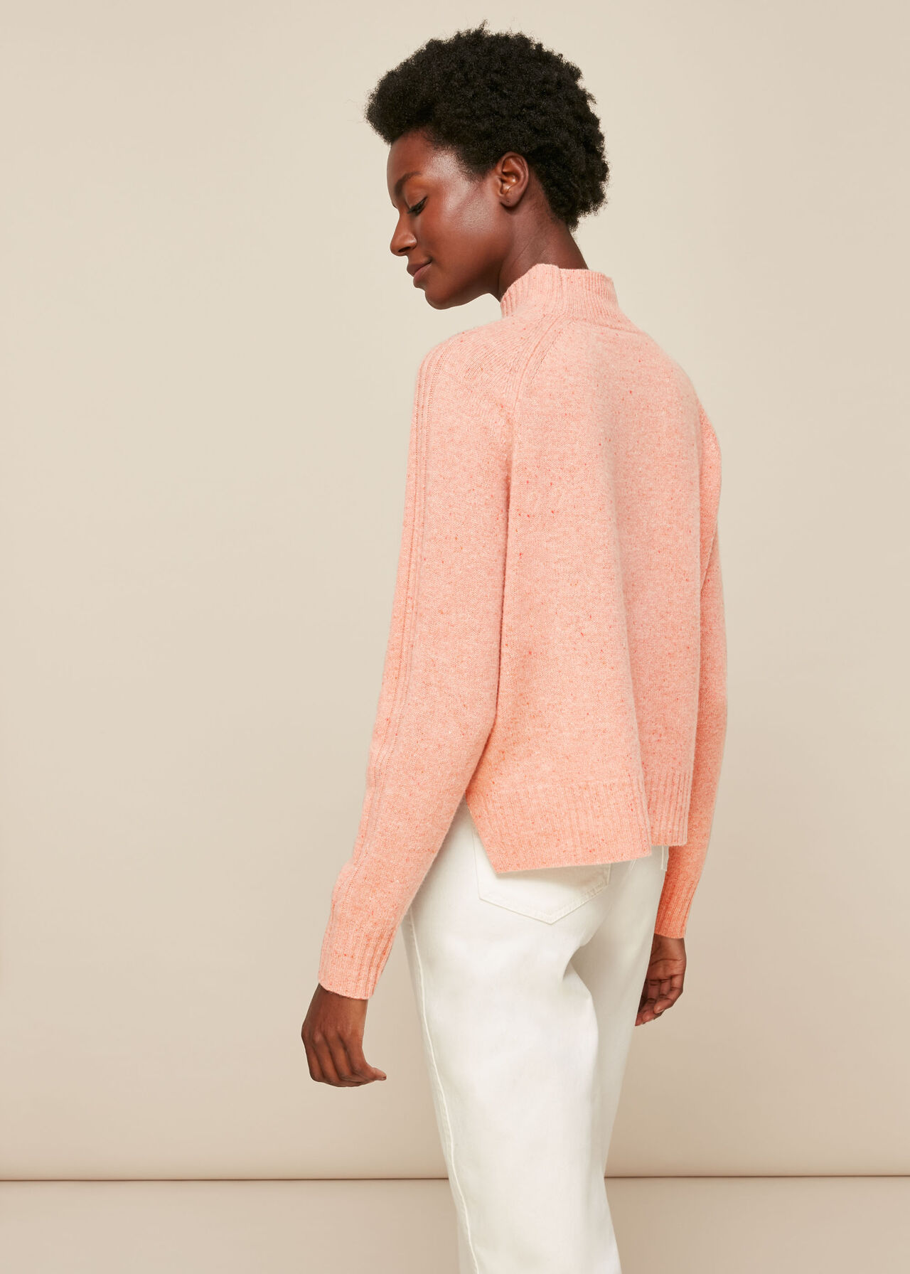 Funnel Neck Flecked Knit