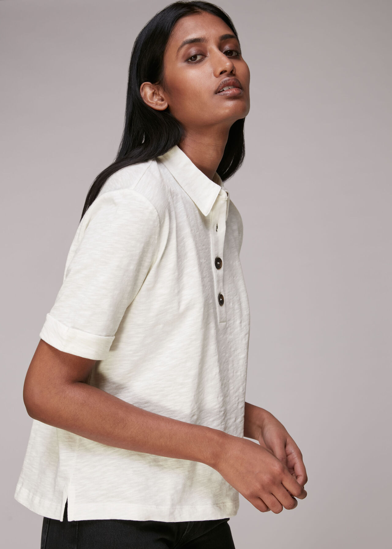 Ivory Cotton Polo Tee | WHISTLES