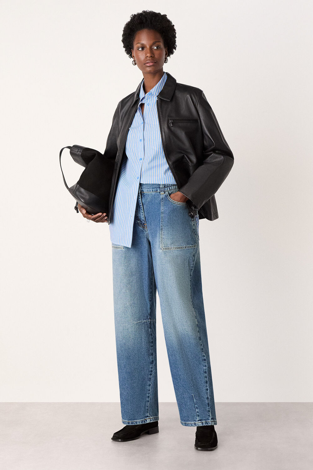 Denim Elasticated Waist Barrel Jean