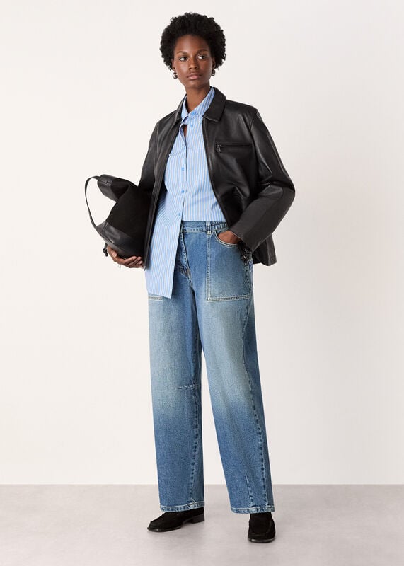 Denim Elasticated Waist Barrel Jean